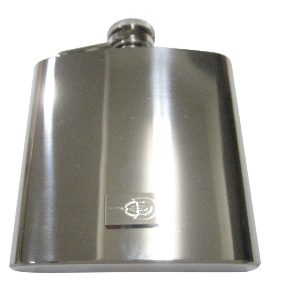 Silver Toned Rectangular Etched Horseshoe Crab 6o… - image 1